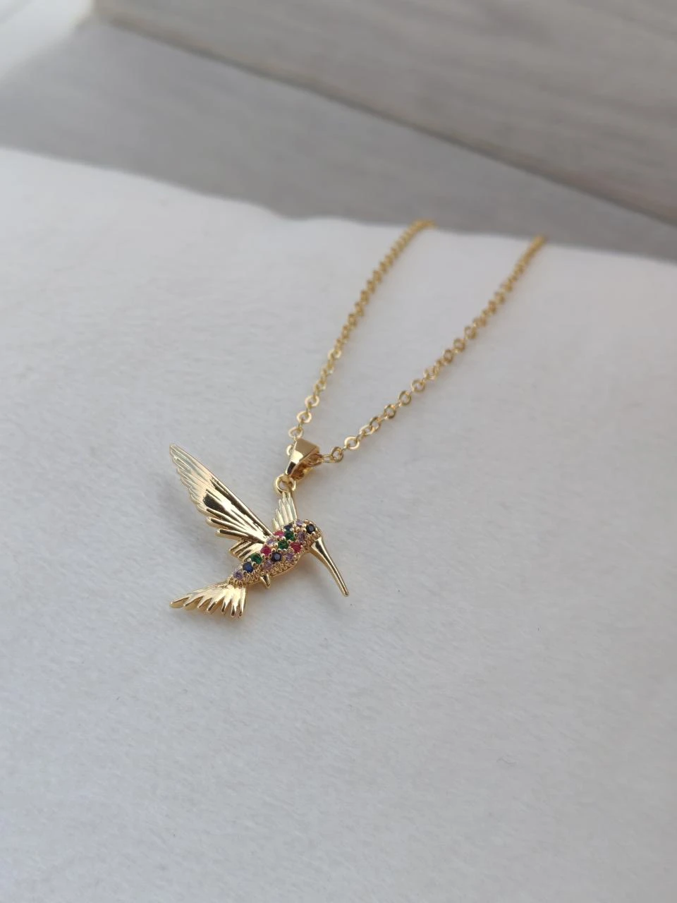Collier doré colibri zircon multicolore Plaqué or 3017 à 11.99€